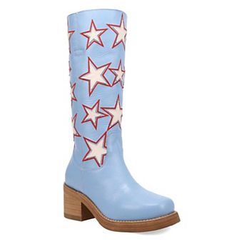 Dingo American Dream Women's Leather Knee-High Boots with Star Design