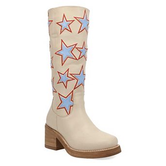 Dingo American Dream Women's Leather Knee-High Boots with Star Design