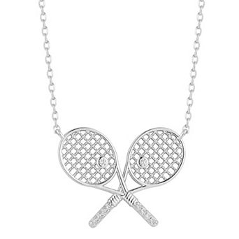 Everyday by Sunkissed Cubic Zirconia Double Tennis Racket Pendant Necklace