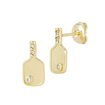 Everyday by Sunkissed Cubic Zirconia Pickleball Racket Stud Earrings