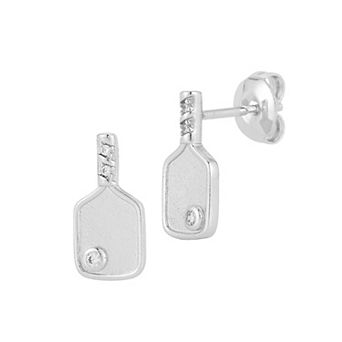 Everyday by Sunkissed Cubic Zirconia Pickleball Racket Stud Earrings