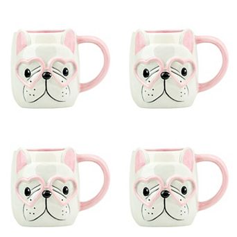 10 Strawberry Street Puppy Love Figural Mug 4 pc Set