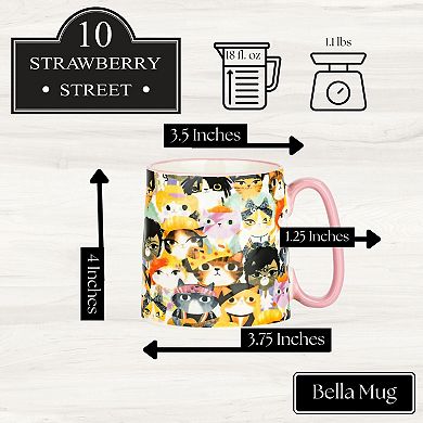10 Strawberry Street 4-Piece Bella Mug Rockstar Cats Set