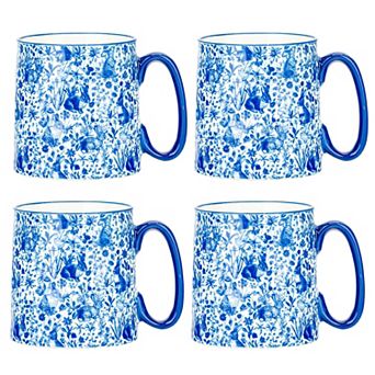 10 Strawberry Street Bella Springtime Bunny Toile Mug Set of 4