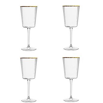 10 Strawberry Street 4 pc Grace Gold Rim White Wine Glass Set