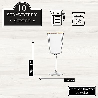 10 Strawberry Street 4-Piece Grace Gold Rim White Wine Glass Set
