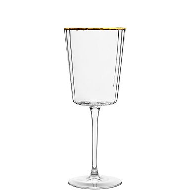 10 Strawberry Street 4-Piece Grace Gold Rim White Wine Glass Set