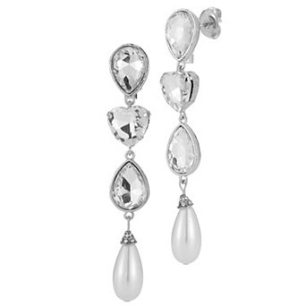 WINX Heart & Pear Cubic Zirconia Simulated Pearl Drop Earring Set