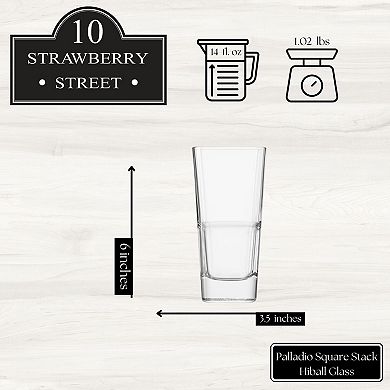 10 Strawberry Street 6-Piece Palladio Square Hiball Glassware Set