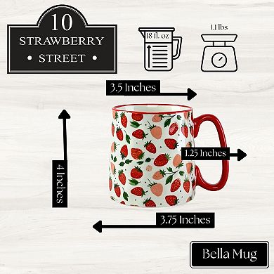 10 Strawberry Street Bella Strawberries Mug 4-Piece Set