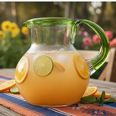 10 Strawberry Street Lime Rim Mexican Glassware Pitcher