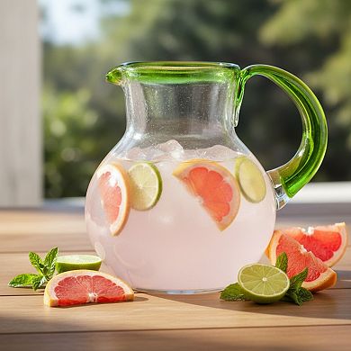 10 Strawberry Street Lime Rim Mexican Glassware Pitcher
