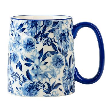 10 Strawberry Street Bella Blue Peonies Mug 4-Piece Set