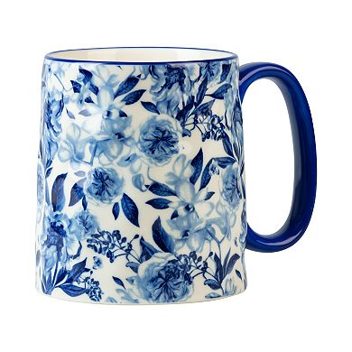 10 Strawberry Street Bella Blue Peonies Mug 4-Piece Set