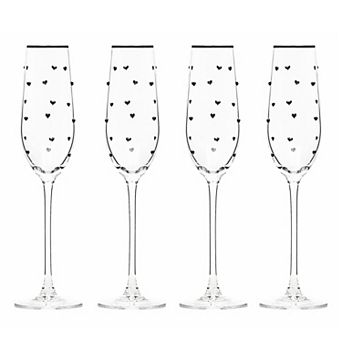 10 Strawberry Street Charming Heart Champagne Flute Glass Set of 4