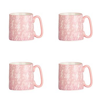 10 Strawberry Street 4 pc Bella Mug Pink Lightning Bolts Set