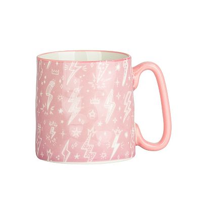 10 Strawberry Street 4-Piece Bella Mug Pink Lightning Bolts Set