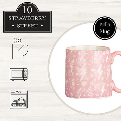 10 Strawberry Street 4-Piece Bella Mug Pink Lightning Bolts Set