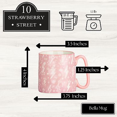 10 Strawberry Street 4-Piece Bella Mug Pink Lightning Bolts Set