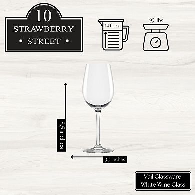 10 Strawberry Street 6-Piece Vail Glassware White Wine Glass Set