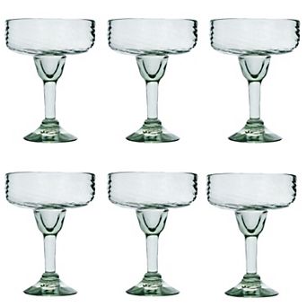 10 Strawberry Street 6 pc Optic Swirl Mexican Glassware Margarita Set