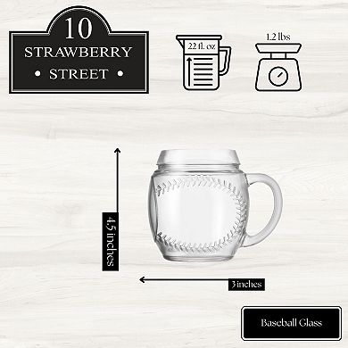 10 Strawberry Street 6-Piece Sports Glassware Baseball Mugs Set