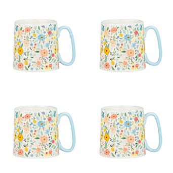 10 Strawberry Street Bella Bright Flowers Mug Set of 4