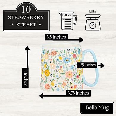 10 Strawberry Street Bella Bright Flowers Mug Set of 4