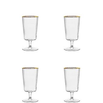 10 Strawberry Street 4 pc Grace Gold Rim Water Goblet Set