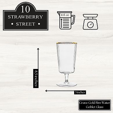 10 Strawberry Street 4-Piece Grace Gold Rim Water Goblet Set
