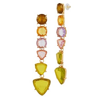 WINX Multicolor Round & Triangle Cubic Zirconia Linear Drop Earrings