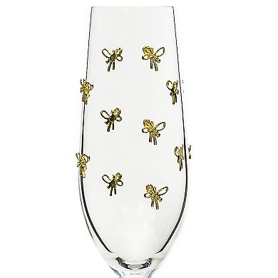 10 Strawberry Street 4-Piece Gold Bow Flute Glassware Set