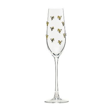 10 Strawberry Street 4-Piece Gold Bow Flute Glassware Set