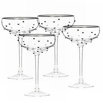 10 Strawberry Street Charming Heart Coupe Glassware 4 pc Set