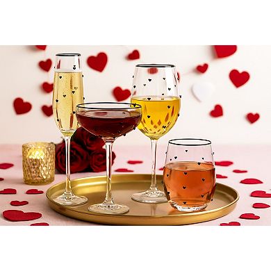10 Strawberry Street Charming Heart Coupe Glassware 4-Piece Set