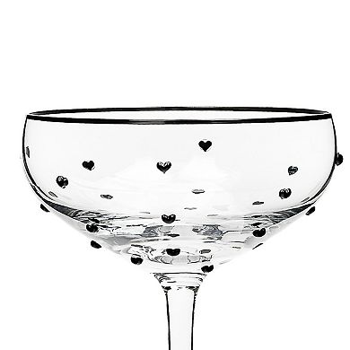10 Strawberry Street Charming Heart Coupe Glassware 4-Piece Set