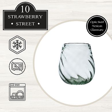 10 Strawberry Street 6-Piece Optic Swirl Mexican Glassware Stemless Wine Glasses Set
