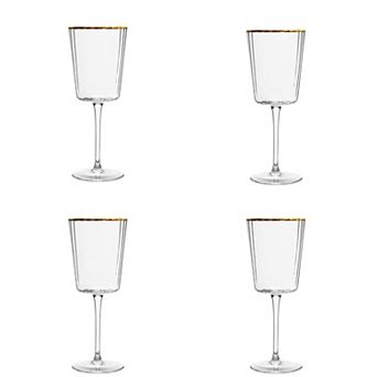 10 Strawberry Street 4 pc Grace Gold Rim Glassware Red Wine Glass Set