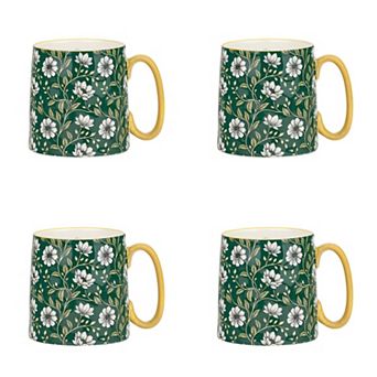 10 Strawberry Street 4 pc Bella Mug Emerald Floral Set