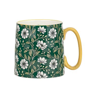 10 Strawberry Street 4-Piece Bella Mug Emerald Floral Set