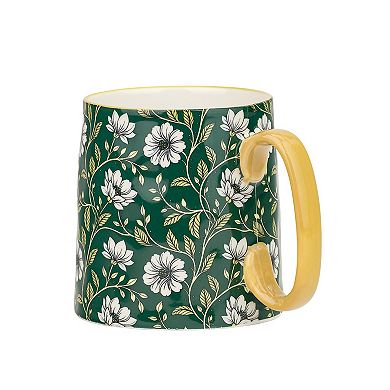 10 Strawberry Street 4-Piece Bella Mug Emerald Floral Set