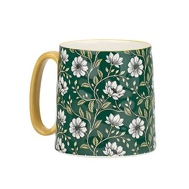 10 Strawberry Street 4-Piece Bella Mug Emerald Floral Set