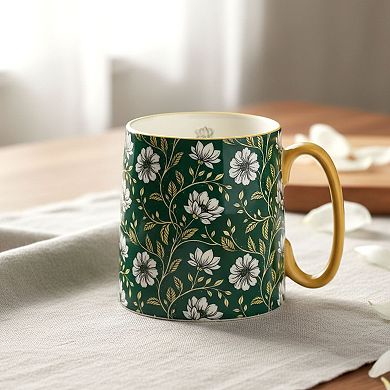 10 Strawberry Street 4-Piece Bella Mug Emerald Floral Set