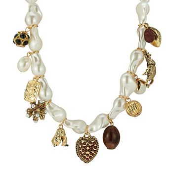 WINX Multi-Charm Simulated Pearl & Cubic Zirconia Statement Necklace