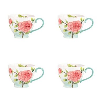 10 Strawberry Street Peonies Petaluxe Mug Set of 4