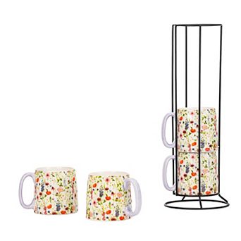 10 Strawberry Street Bella Wildflower Espresso Demitasse Stack 4 pc Set