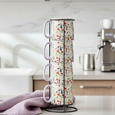 10 Strawberry Street Bella Wildflower Espresso Demitasse Stack 4-Piece Set