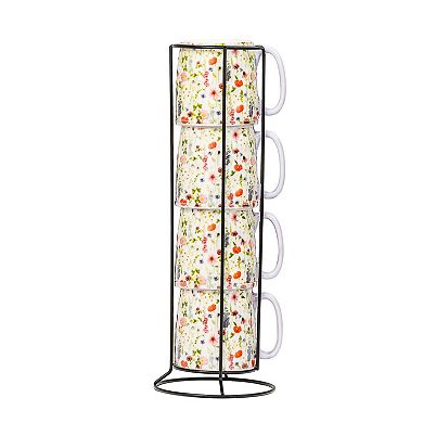 10 Strawberry Street Bella Wildflower Espresso Demitasse Stack 4-Piece Set