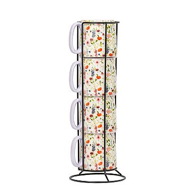 10 Strawberry Street Bella Wildflower Espresso Demitasse Stack 4-Piece Set