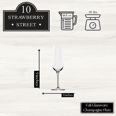 10 Strawberry Street 6-Piece Vail Glassware Flute Glass Set